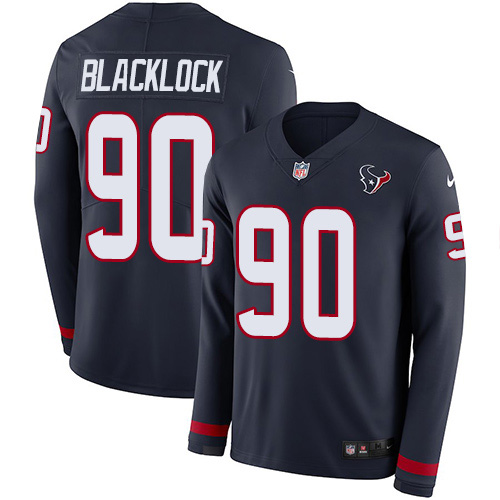 Nike Texans #90 Ross Blacklock Navy Blue Team Color Youth Stitched NFL Limited Therma Long Sleeve Jersey